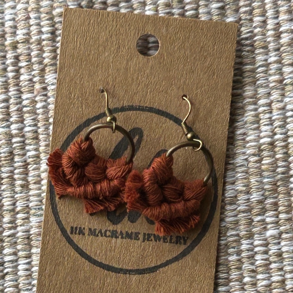 Handcrafted Small Dangling Brown Boho Earrings New With Tags